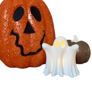 Cute & Spooky Ghost with Tea Light Flicker for Halloween Vibes - Perfect Decoration for Home and Party Figurine Ornaments xmastree