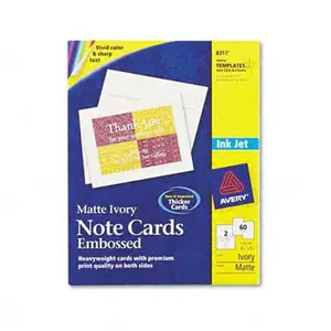 Avery 8317 Printable Embossed Cards 4-1/4 x 5-1/2 Ivory 2/Page 60 Cards & Envelopes/Box