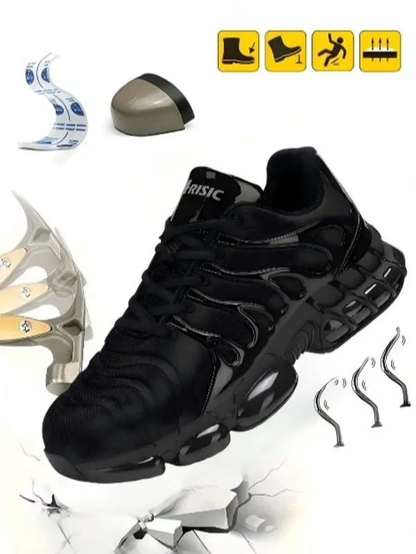 [Men's Steel Toe Sneakers] Gradient Style Lightweight Safety Shoes – All-Season Non-Slip Low-Top Running Shoes for Walking, Jogging & Work