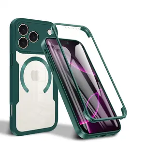 New High-End Screen Full Cover Silicone Case, Ultra-Thin Transparent Magnetic Charging Protective Case for iPhone 17 Pro Max/16 Pro/15-11 Accessories