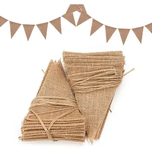 32Ft Burlap Banner 48pcs DIY Burlap Banner Brown Fabric Triangle Flag Pennant Banner for Party Decorations Wedding Birthday Outdoor Garden Classroom Decoraction（Brown）