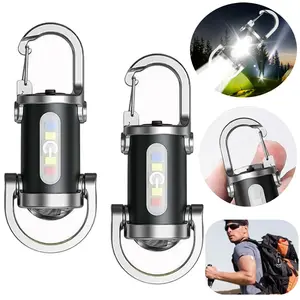 USB Rechargeable Portable Mini Keychain Led Flashlight, Key Ring Pendant 7 Modes COB Work Light Flashlights, 800 Lumens EDC Bright Lights for Camping Walking Searching, Summer Gear Winter Power Outage & Backpack Hiking/Emergency/Dog Collar boyfriend gift