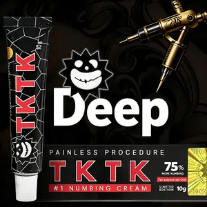 Deep Numbs 75% TKTK-Black Tattoo Cream Maximum Strength | 10g Per Tube Professional Painless Soothing Cream, 6-8 Hours Local Relief for Tattoo Artists & Enthusiasts