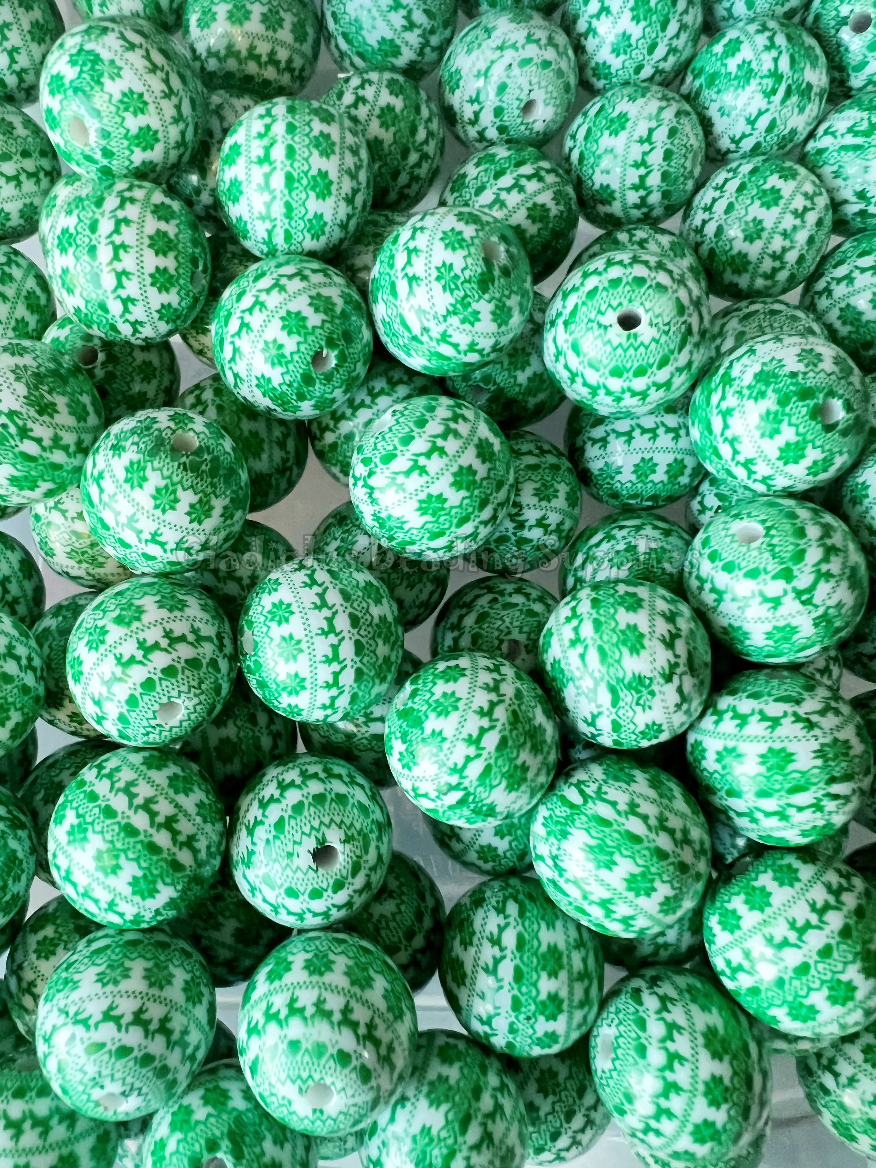20mm Matte Green Christmas Acrylic, Christmas, Bubblegum Bead, Chunky Bead Round, Gumball, Beading Supplies, Christmas Beads big