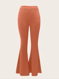 Women's Vintage Patchwork Flare Pants, Colorblock Heart & Flower Embroidery, Street Style, Basic Solid Colors Available