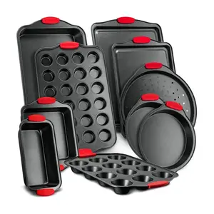 Nutrichef 10pc.Carbon Steel Bakeware Set with Silicone Handles