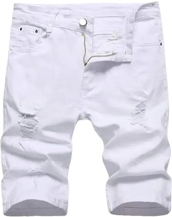 Men's slim fit skinny denim shorts, ripped skinny denim shorts, stylish straight comfortable elastic waist shorts jorts men Classic Menswear Men's Casual Breathable Shorts Slim Fit Distressed Denim Shorts Men's Light Denim Cargo Shorts knee shop bootcut