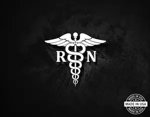Registered Nurse Caduceus Decal, Vinyl Die Cut Sticker