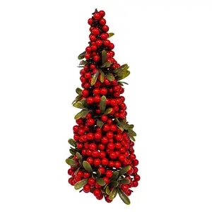 Kurt Adler 15.7" Red Berry Tree with grennery