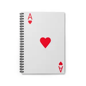 Playing Card Spiral Notebook - Ruled Line, Ace of Hearts Journal, Card Game Notebook, Poker Player Gift, Gambling Diary