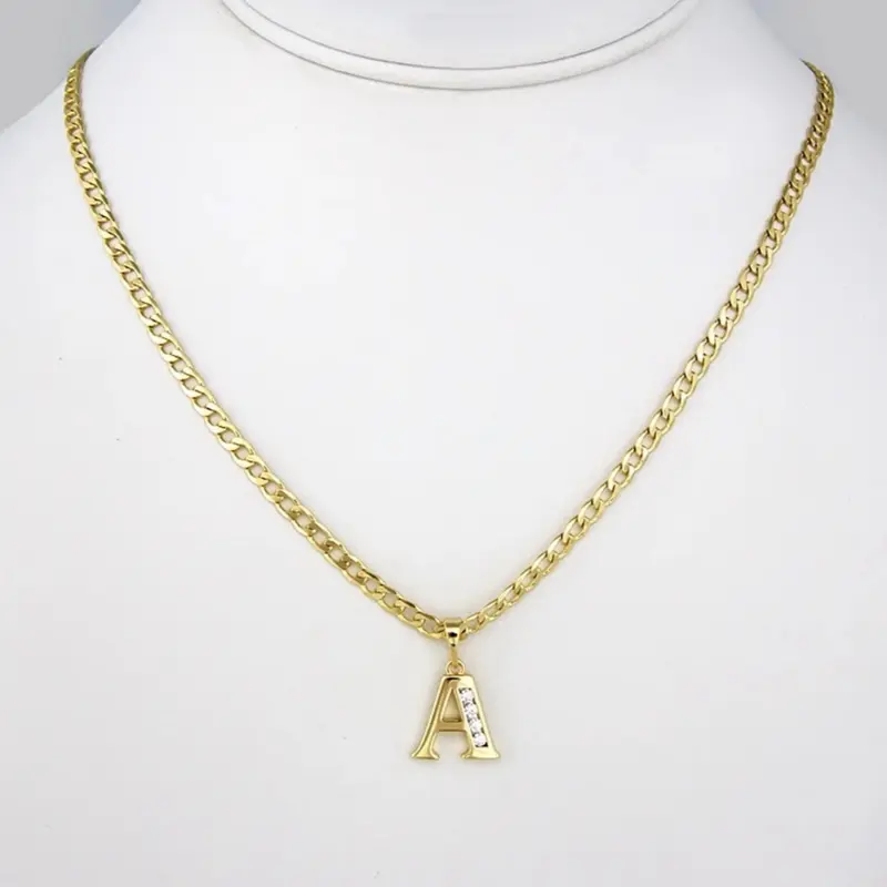 Letter Necklace Gold Plated 14 k 23 inches  (Dejar nota adicional si desea una medida más corta)