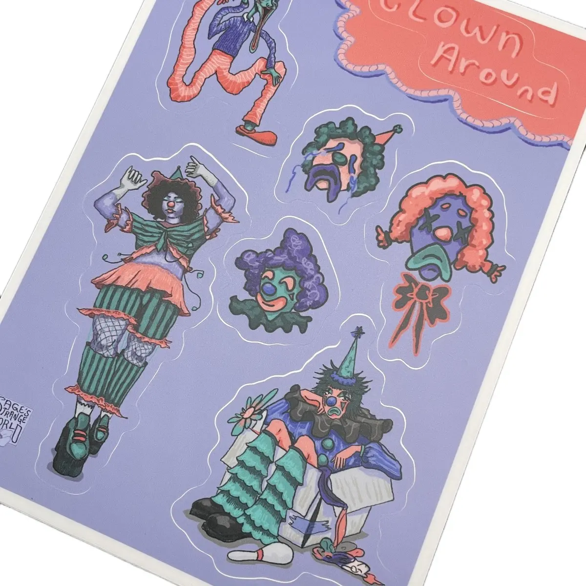 Clown Around Vinyl Sticker Sheet Waterproof/Uv Proof Decor Decorative