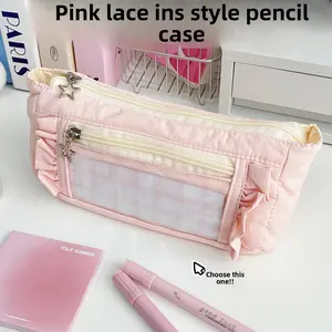 Ins High-value Lace Pen Bag Understated Elegance Large Capacity Stationery Storage Pouch Fashion Student Statement Piece
