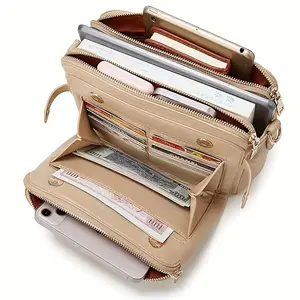 Women Euro-American Retro Three-Layer Leather Crossbody Bag| Cross-Border Hot-Selling Classified Storage Purse