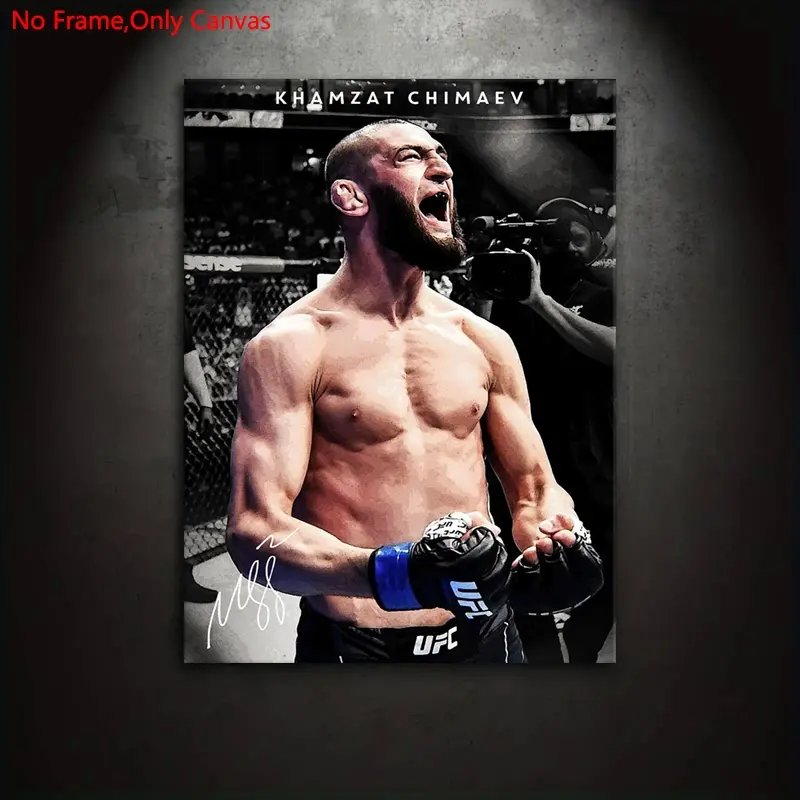 1 piece/set frameless canvas painting print poster,classic Realism characters fighting art,Boxing Mma Khamzat Chimaev,perfect gift for mixed martial arts fans,ideal gift for bedroom,living room,dormitory corridor,kitchen,mural,wall decoration,room decor