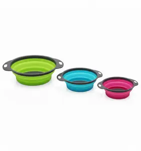 Collapsible Colander Set of 3 Round Silicone Kitchen Strainer Set, Perfect for Draining Pasta, Vegetables & Fruits, Space-Saving Foldable Design (Green, Blue, Pink) christmas gift ideas