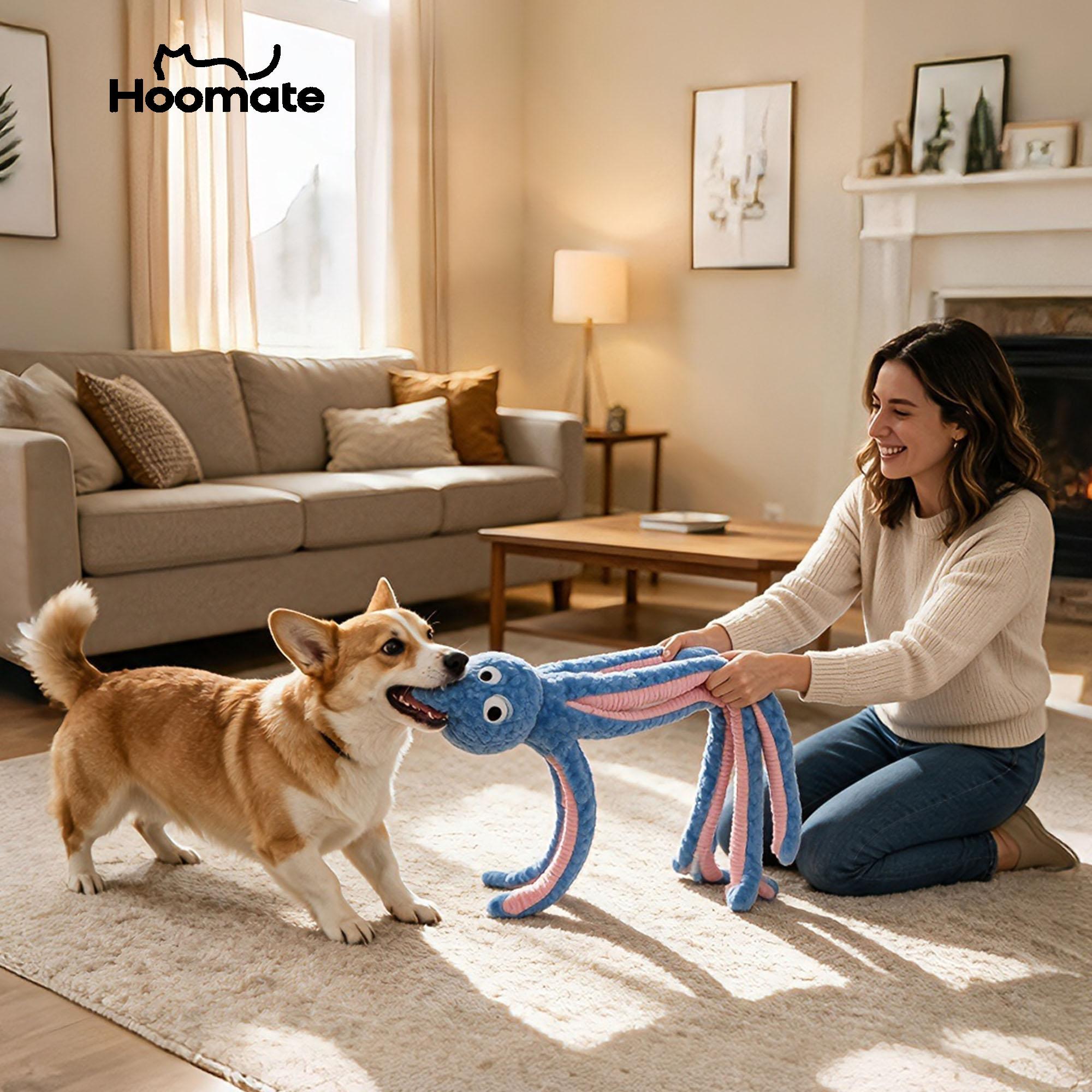 Giant 39" Octopus Shape Squeak Toy for Large Dogs - Interactive Plush Toy with Soft Fabric, Ultra-Long Tentacles, Rope-Tug Design for Boredom Relief & Energy Burning