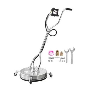 VEVOR 21 Pressure Washer Surface Cleaner, Stainless Steel Pressure Washer Attachments with 4 Wheels, 4500 Max PSI, 3/8 Quick Connector, 2 Spray Nozzles, Dual Handle, for Concrete, Patio, Sidewalk