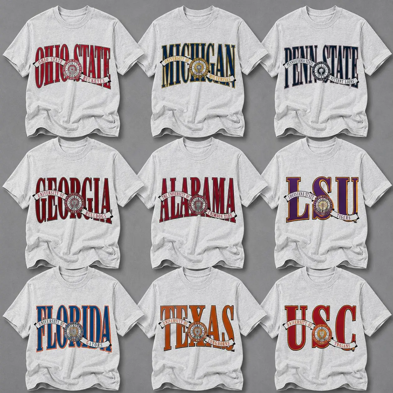 Vintage College University Crest Graphic T-Shirt, Retro Campus Logo Tee, Classic Varsity Style Shirt, Alumni Fan Apparel, Unisex Cotton Casual Streetwear, Game Day Gift, Multiple School Designs