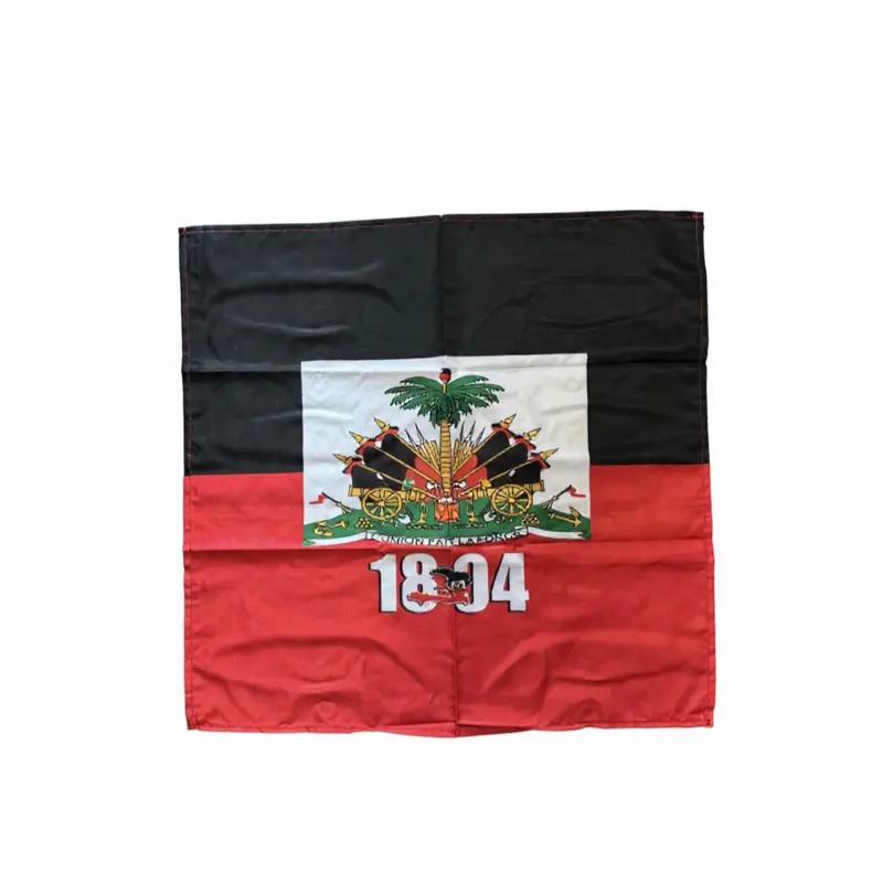 Haiti Black & Red Mouchwa Head Scarf Silk 1804 Bandana Ayiti