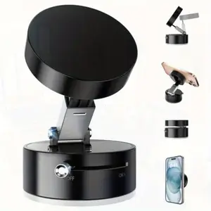 Vacuum magnetic suction cup folding and rotating bracket double-sided suction cup universal vacuum rotating bracket mobile phone bracket Magnetic Smartphone Holder black, white, pink three colors