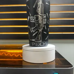 20oz We The People Custom-Printed Water Bottle - Black AR Tumbler with Silver Text, Gun Design, Established 1776, Ideal for Daily Use, Custom-Printed Water Bottles