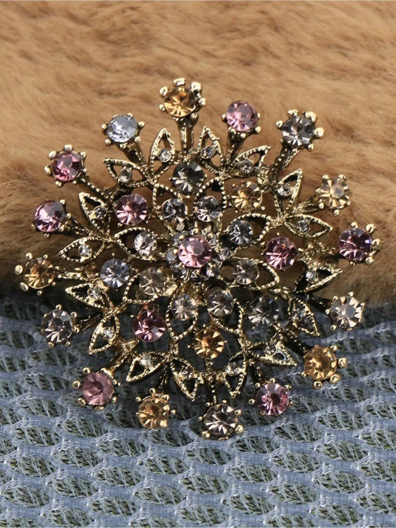 Exquisite European and American Original Single Diamond Crystal Multicolor Large Flower Brooch Pin Flower Pins Jewellery Fashion Accessories