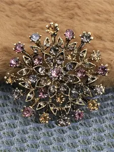 Exquisite European and American Original Single Diamond Crystal Multicolor Large Flower Brooch Pin Jewellery Fashion Accessories