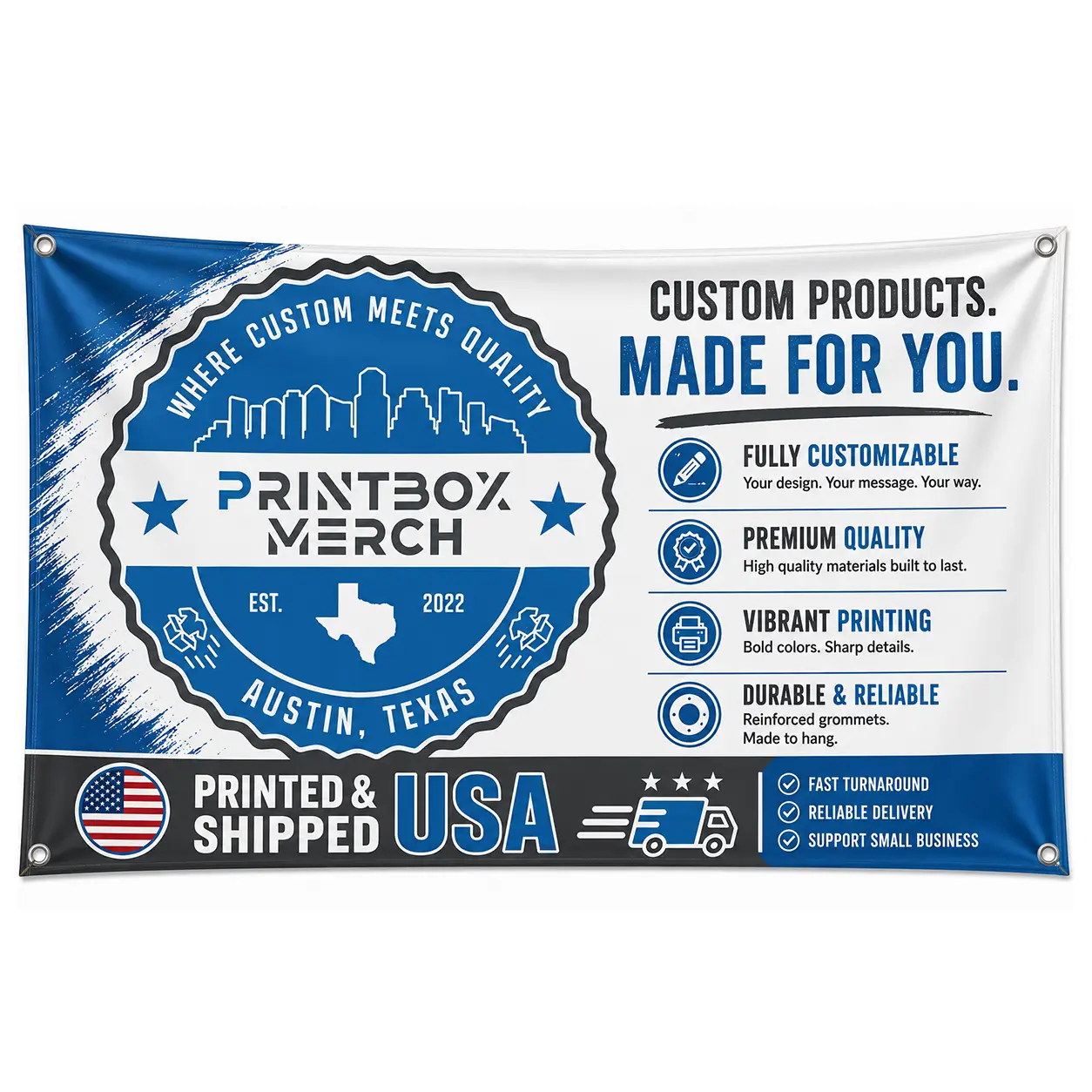Custom Vinyl Banner – Add Any Design, Logo or Text – Personalized 13oz Heavy Duty High Quality Vinyl Banner – Indoor & Outdoor Custom Sign for Business, Events, Parties, Advertising, Promotions & More
