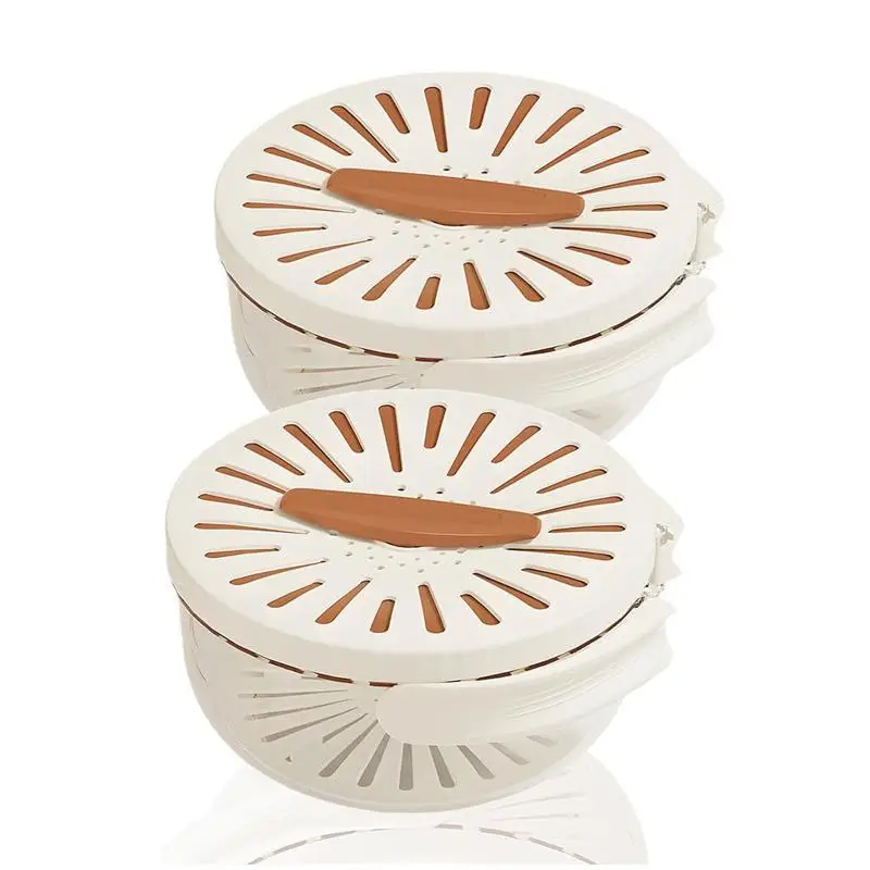 2 in 1 Fruit Drain Basket, 1 Count Vegetable Washing Basket with Foldable Handle, Refrigerator Crisper Storage Bowl for Home Kitchen Dining Room, Stra