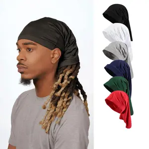 3pcs Mix Hot-selling Men's Women's Elastic Long Hair Care Caps, Long Tube Caps, Dreadlocks Caps, Solid Color Two-ended Headscarf Hats