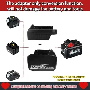 for Makita for Milwaukee Battery Adapter,MT18MIL Battery Adaptor Compatible for Makita 18V Lithium-ion Battery Convert to Milwauke M18 18V Battery,for Milwaukee 18V Cordless Power Tools
