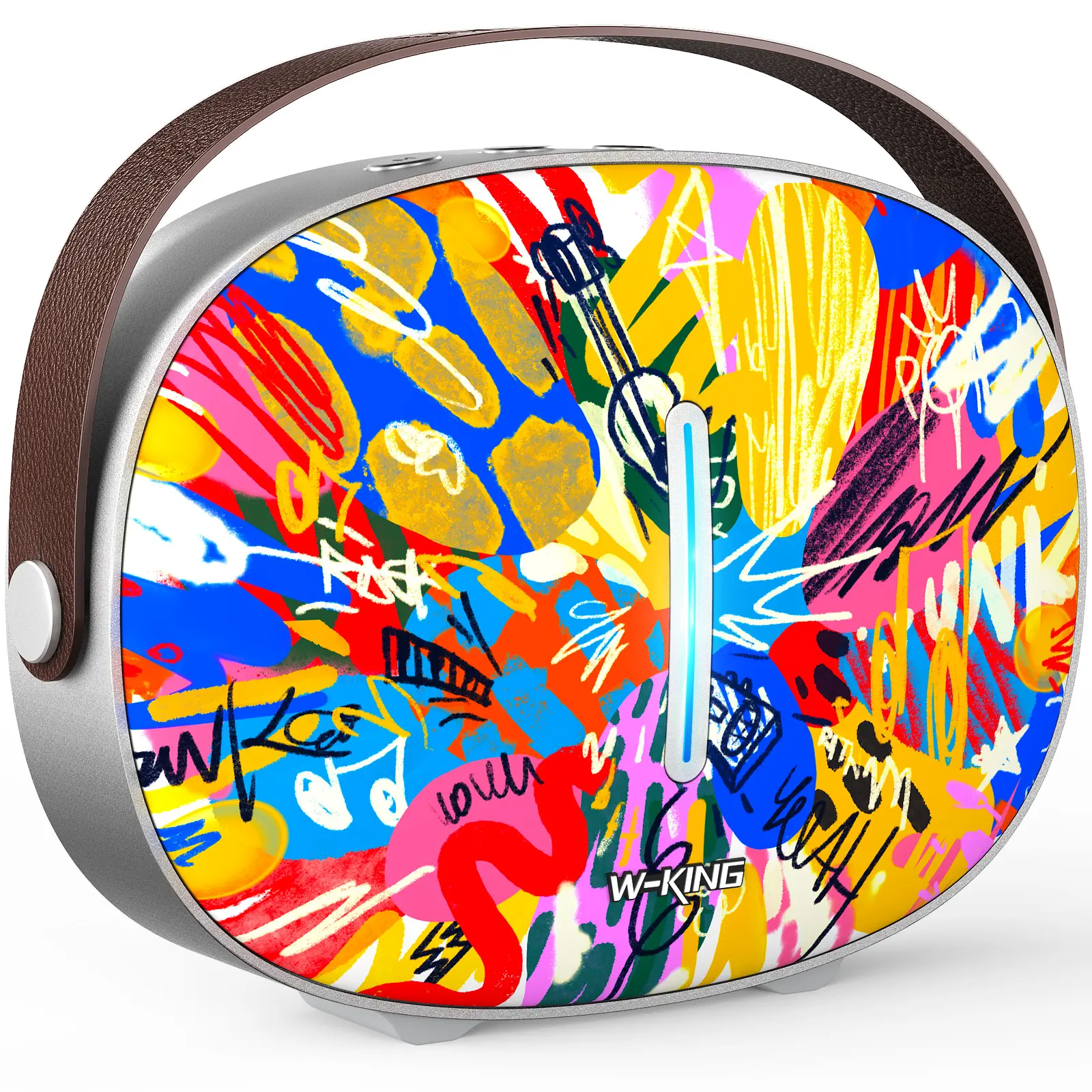 W-KING T8II 96W Mobile Bass Speakers - Bluetooth 5.4, Aesthetic Tech, Stereo Audio, Graffiti Design, Metal Frame, Fast Charging, USB Type-C, Metal Mesh for Camping, Working Out