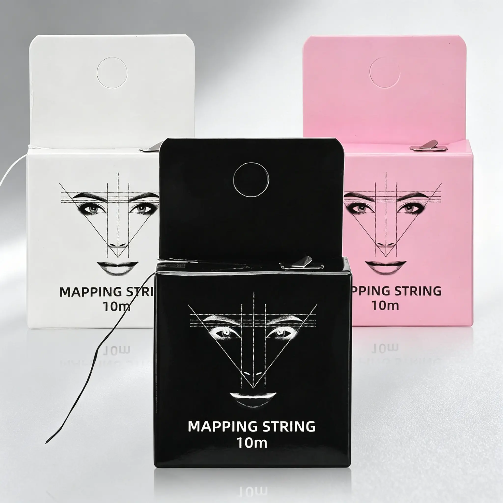 ATOMUS 3Pcs Eyebrow Mapping String, Pre-inked 10m, 3 Colors, Microblading Positioning Measuring Rope, Eyebrow Shaping Tool, Portable Beauty Tool