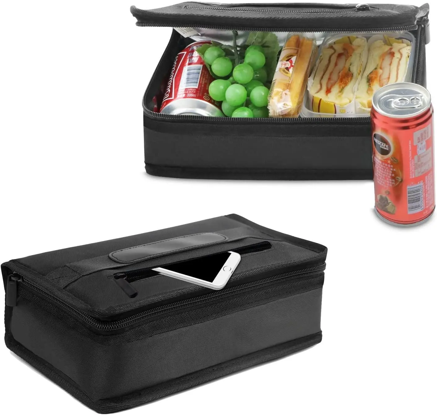 Insulated Bento Bag - Black Small Durable Insulated Pack, Reusable Lunch Bag Cooler for Portion Control, Work Use