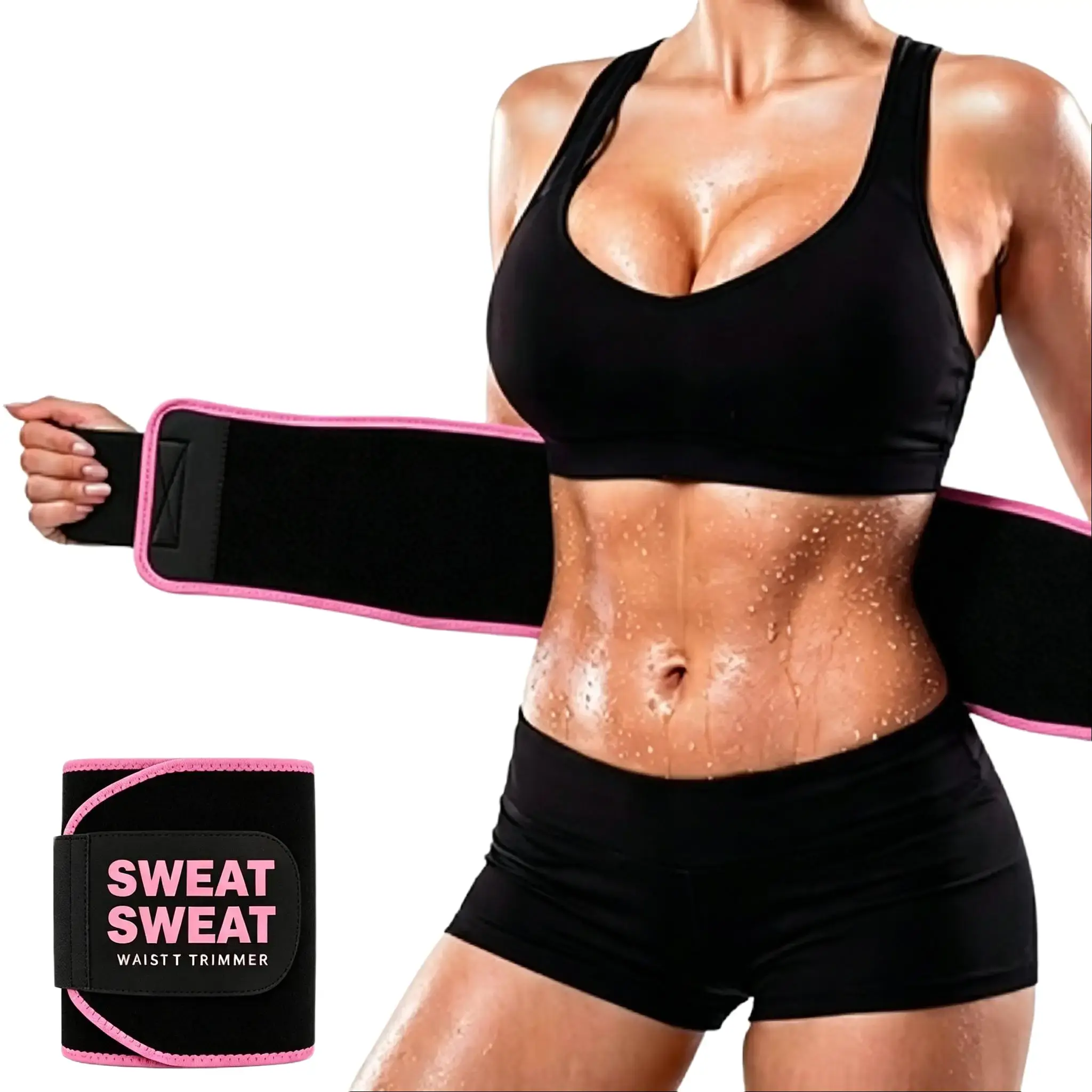 Sweat Waist Trimmer Belt for Women & Men – Adjustable Workout Waist Wrap, Tummy Compression Support, Fitness Belt for Gym, Running & Training
