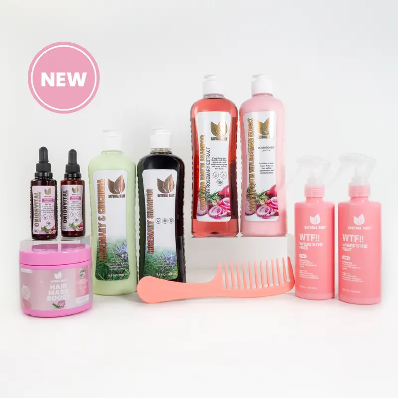NEW YEAR'S MEGA BUNDLE: 10 Products for Celebrations - Onion Shampoo, Treatment, Serums, Rosemary Shampoo, Treatment, Frizz Sprays, Hair Mask, Comb