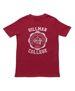 Hillman College Maroon Tee Menswear Top unisex Tshirt Streetwear Crewneck Urban Hip hop Underwear Tropical
