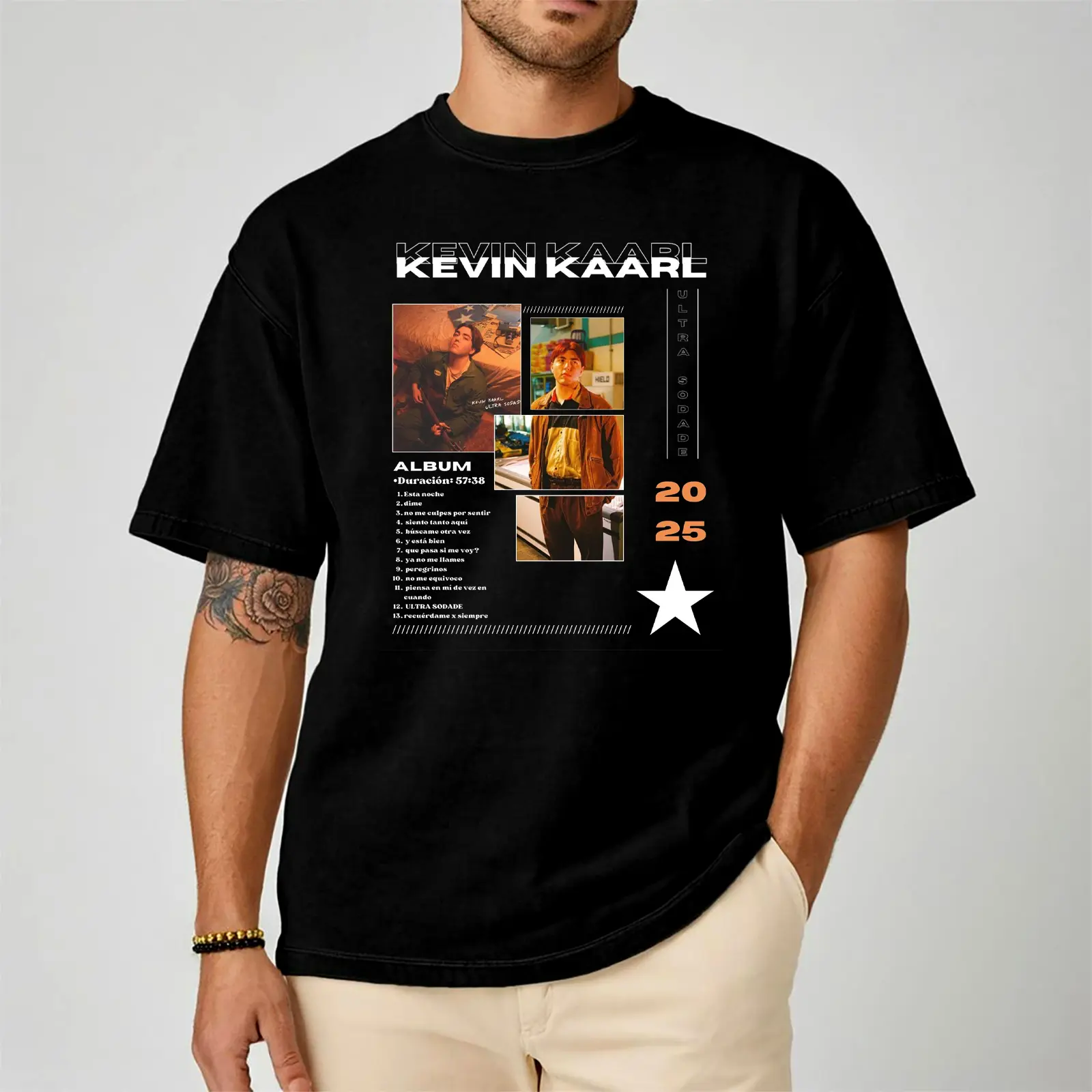 Kevin Kaarl Ultra Sodade Album Tracklist Comfort Color Letter Printed Tee Ring-Spun Cotton Soft-Washed T-Shirt Trendy Tops Perfect Gift