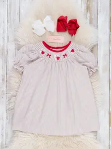 Playful Hearts & Ball Smocked Cotton Ruffle Dress