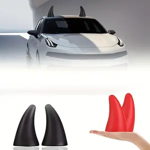Cute Devil Horn Car Roof Decoration Stickers, 3D Waterproof Mudguard Protector, Suitable for Cars, Tricycles, Electric Scooters