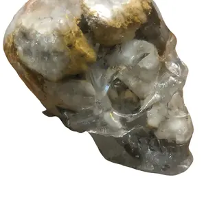 Life-Sized Resin Skull Filled with Quartz Crystal Geodes - Handmade Decor Piece for Unique Collectors
