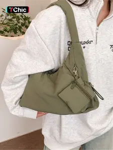 2025 New Autumn and Winter Nylon Down Cotton Shoulder Bag Simple Women's Versatile Handbag Commuter Armpit Tote Bag with Coin Pouch Zipper Closure Suitable for Commuting, Shopping, Leisure Travel, Casual, Elegant Commuter Bag