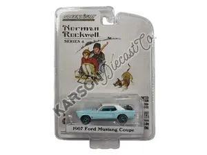 CHASE 1967 Ford Mustang Coupe w/ Trunk Ski Rack and Skis (Norman Rockwell Series 4) Diecast 1:64 Scale Model - Greenlight 54060D