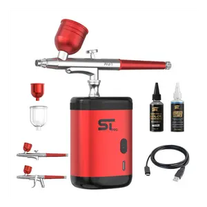 Supreme Trimmer Barber Airbrush Kit Cordless Hair and Beard Enhancement System with Ink Cleaning Solution