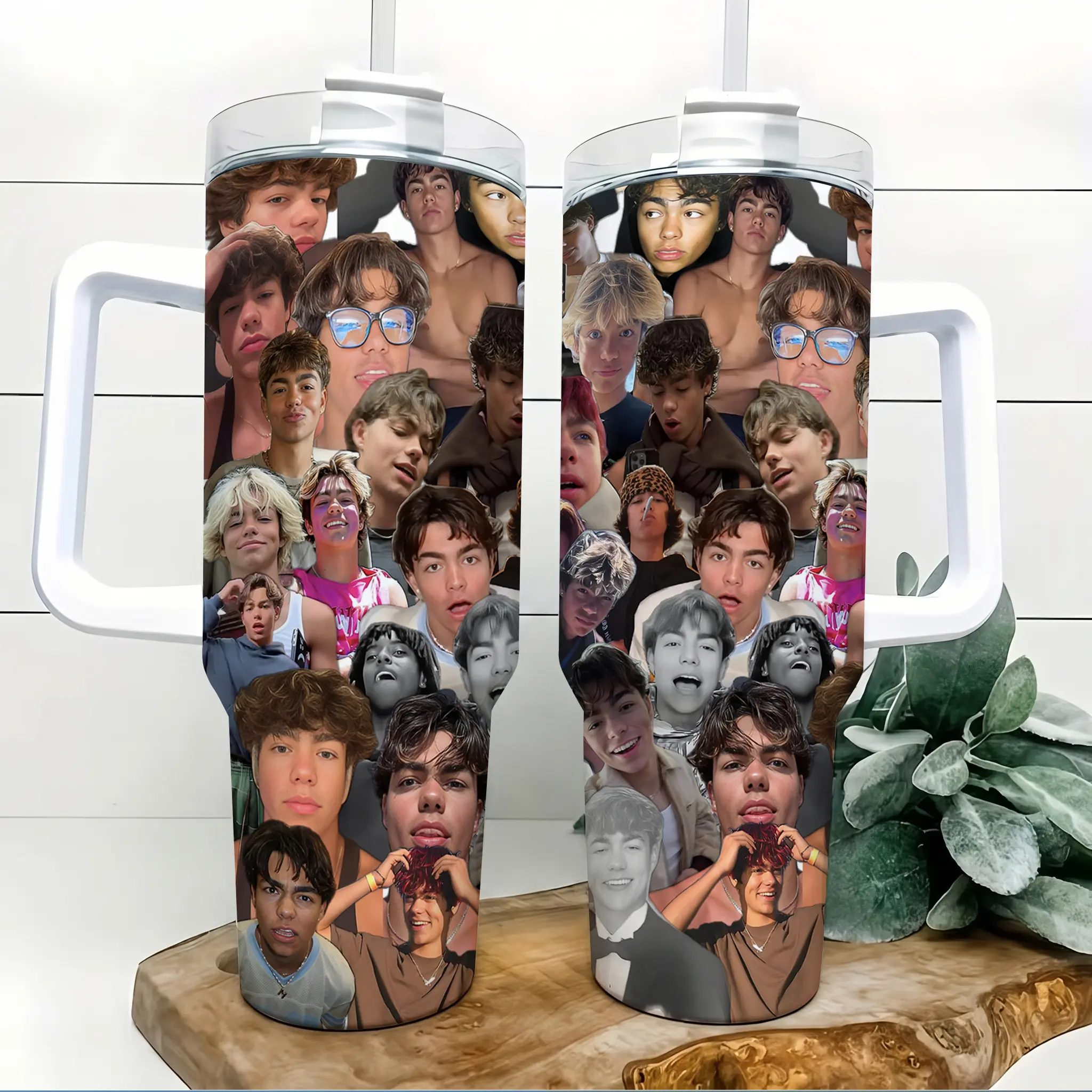 Malachi Barton Fan Collage 40oz Insulated Travel Tumbler Stainless Steel Mug with Handle and Straw Leak Proof Vacuum Thermal Cup Keeps Drinks Hot 12H Cold 24H Fan Gift Young Hollywood Actor Merch Aesthetic Large Water Bottle Reusable Mug 2026