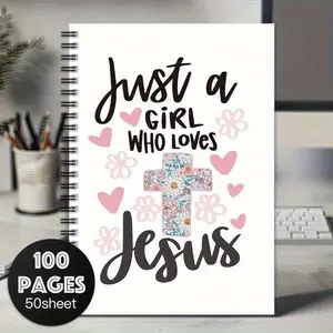 Christian Spiral Notebook, Daily Devotional Journal, Just a Girl Who Loves Jesus Notebook, Office Stationery & Supplies, Gift for Family, Friends, and Colleagues