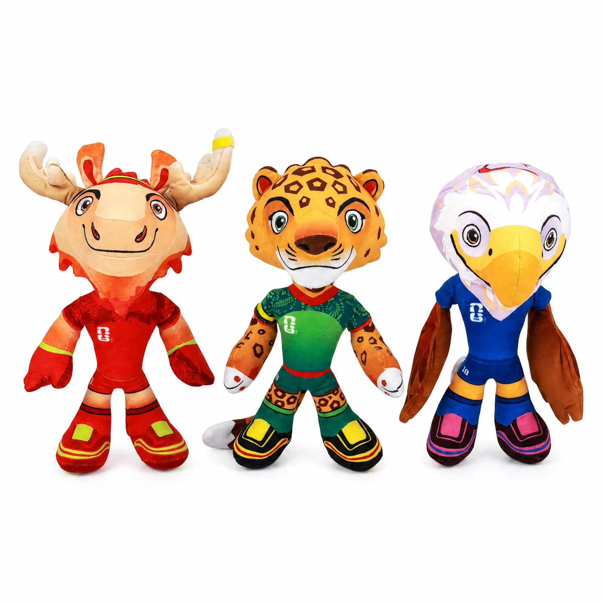 FIFA World Cup 2026 Licensed 11in Plush Toy Set of 3 - Clutch, Mapple & Zayu, Built-in Crinkle Paper for Crinkle Sound, Interactive Play & Safe Snuggle for Dog & Cat Pet Fans