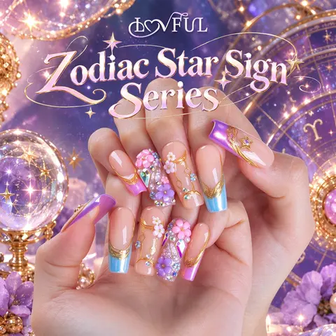 Lovful | Horoscope Zodiac Star Sign Series Handmade Acrylic Press-On Nails for Art & Birthday Gifts |10PCS Reusable,Salon Quality #SohoChic