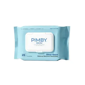 PIMBY Glow-Gone Green Tea Makeup Removing Towelettes for Normal Dry Combination Oily & Sensitive Skin Hyaluronic Acid & Green Tea Infused